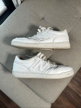New Balance Men’s All-White Sneakers – Size 10 – Gently Used